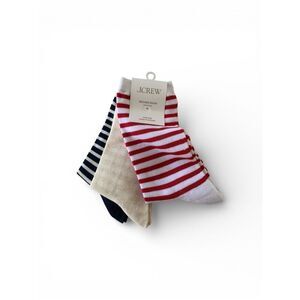 J.Crew Women Striped Trouser Socks 3-Pack Multi Color Cotton Blend One Size ,NEW